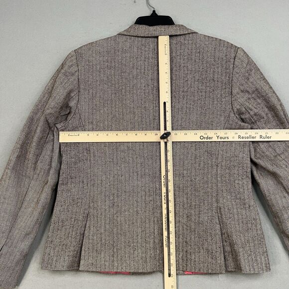 Vineyard Vines Blazer Womens 14 Brown Herringbone Jacket Preppy Academia Career - Picture 10 of 13